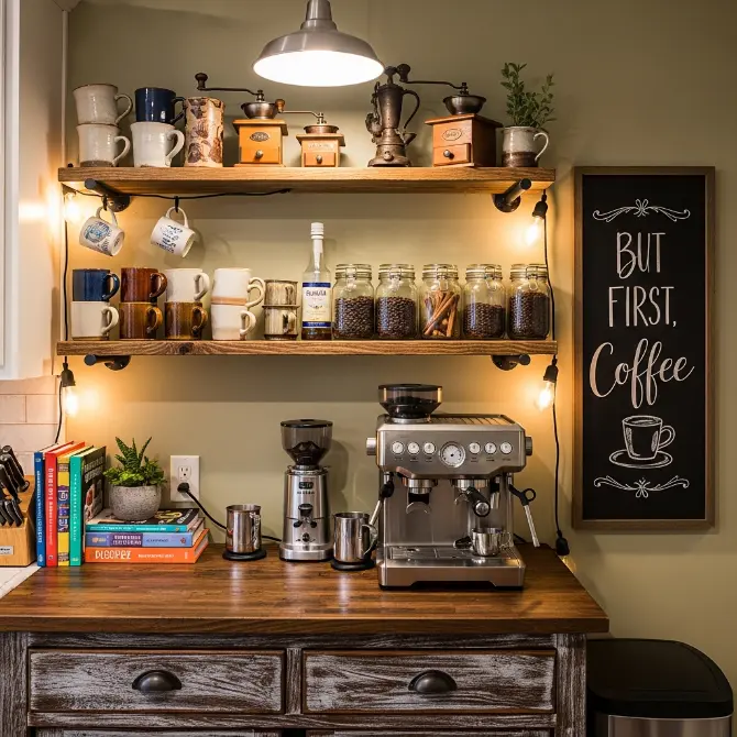 Farmhouse Coffee Bar Decor Idea