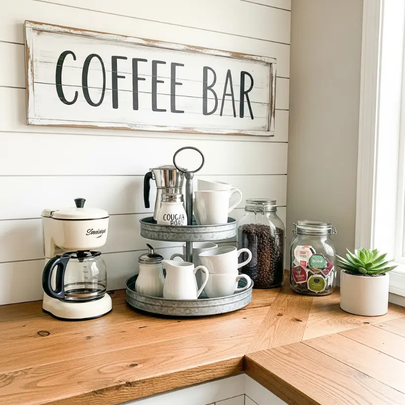 Farmhouse Coffee Bar Decor Idea