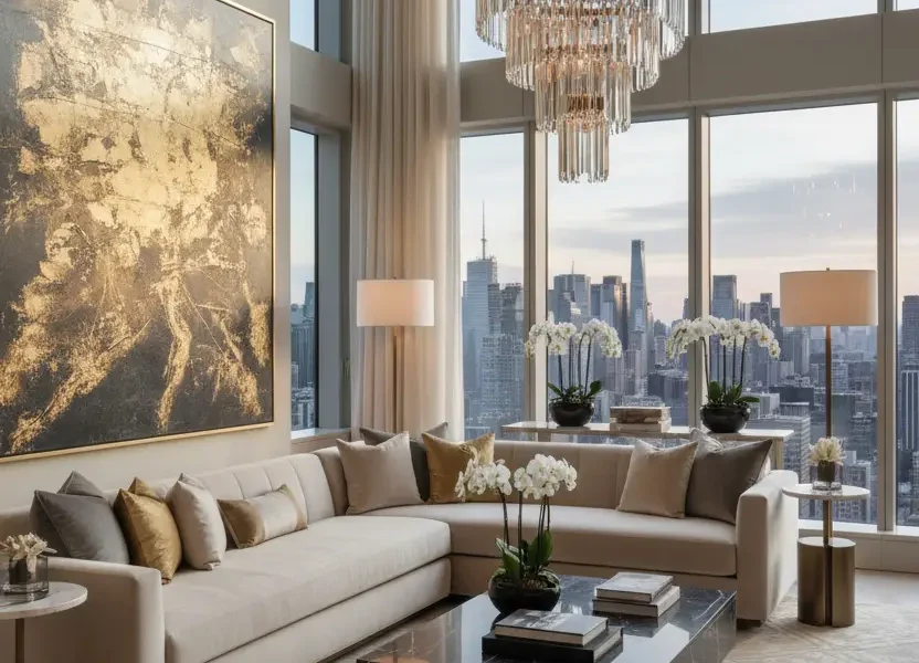 Chic Interior for a Modern Luxe Vibe, Living Room Idea, Luxury Design