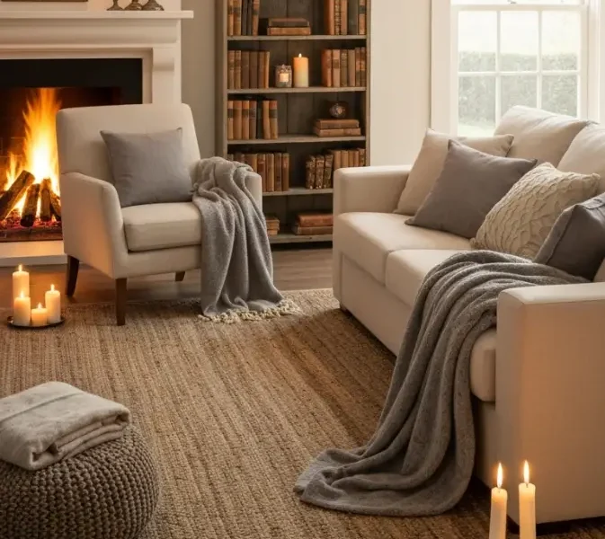 Living room decor idea, cozy decor idea