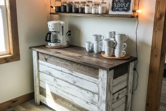 Farmhouse Coffee Bar Decor Idea,17 Ways to Fix Cluttered Coffee Bars