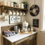 Farmhouse Coffee Bar Decor Idea, 23 Charming Tips to Make Coffee Bars Inviting