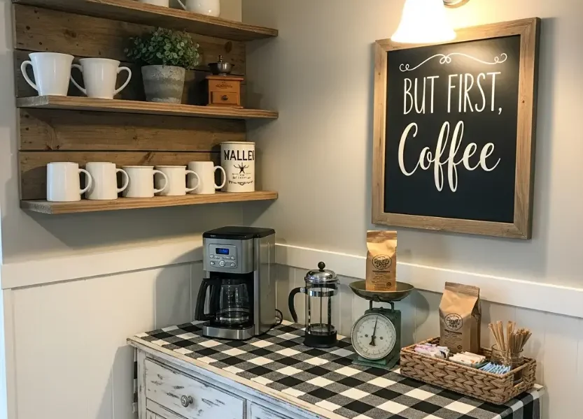 Farmhouse Coffee Bar Decor Idea, 21 Rustic Ideas to Update Outdated Coffee Bars