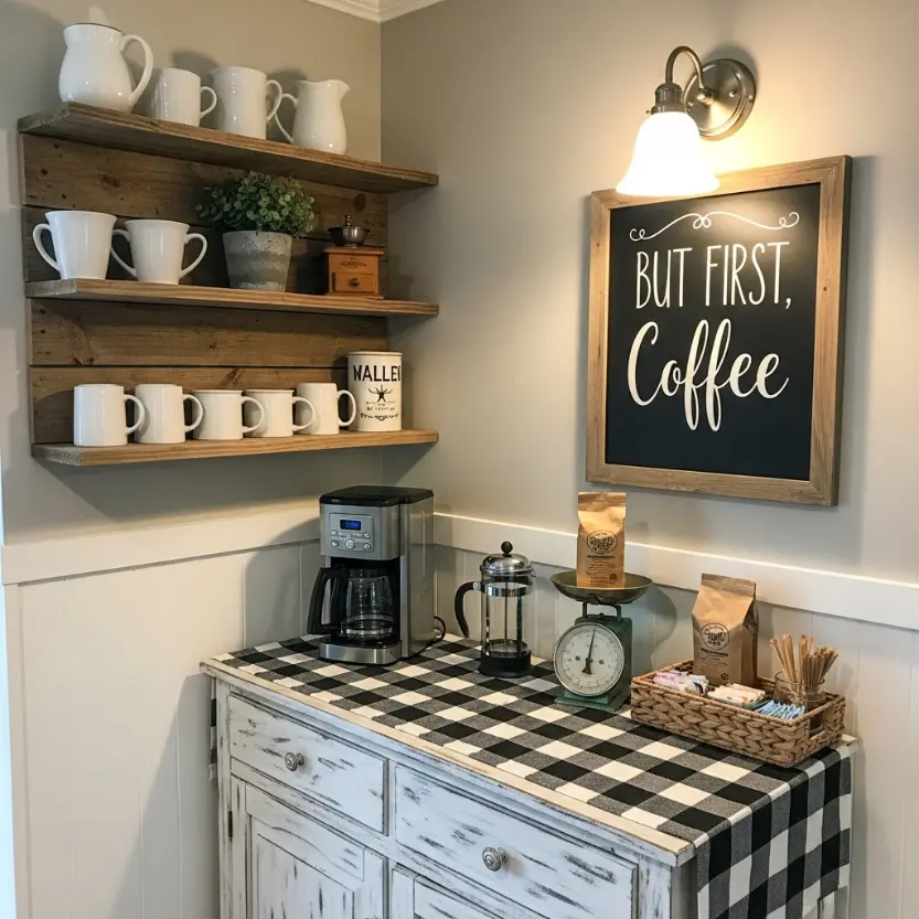 Farmhouse Coffee Bar Decor Idea, 21 Rustic Ideas to Update Outdated Coffee Bars
