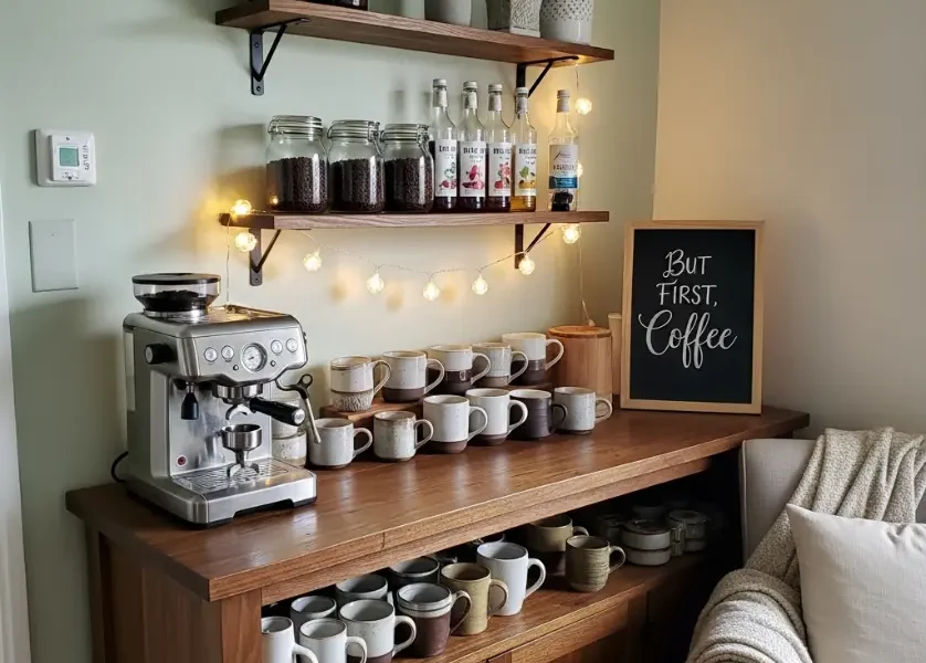 Farmhouse Coffee Bar Decor Idea, 15 Quick Fixes for Small Coffee Corners